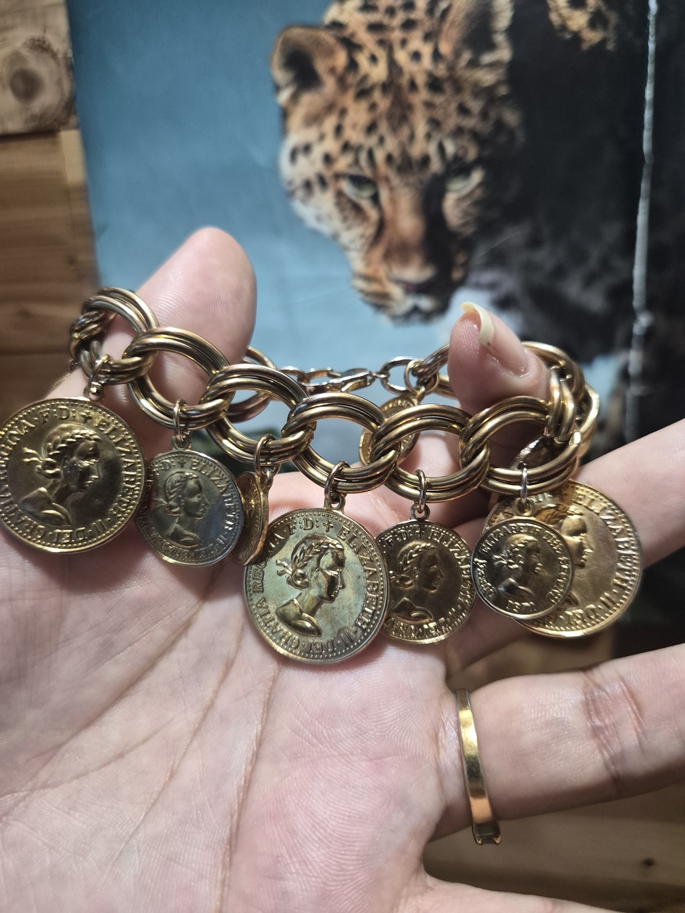 Vintage Gold-Tone Coin Charm Bracelet